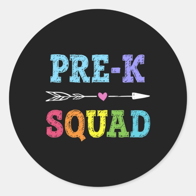 Sticker Rond K Squad Retour À L'École Cadeau Préscolaire Enseig (Devant)
