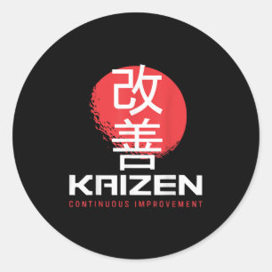Sticker Rond Kaizen Amélioration continue Kai Zen Japonais Mot