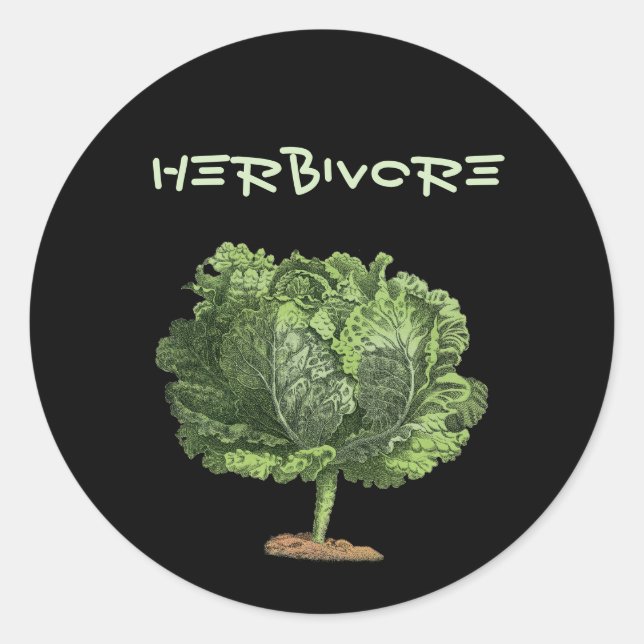 Sticker Rond Kale Herbivore végétarien végétarien (Devant)