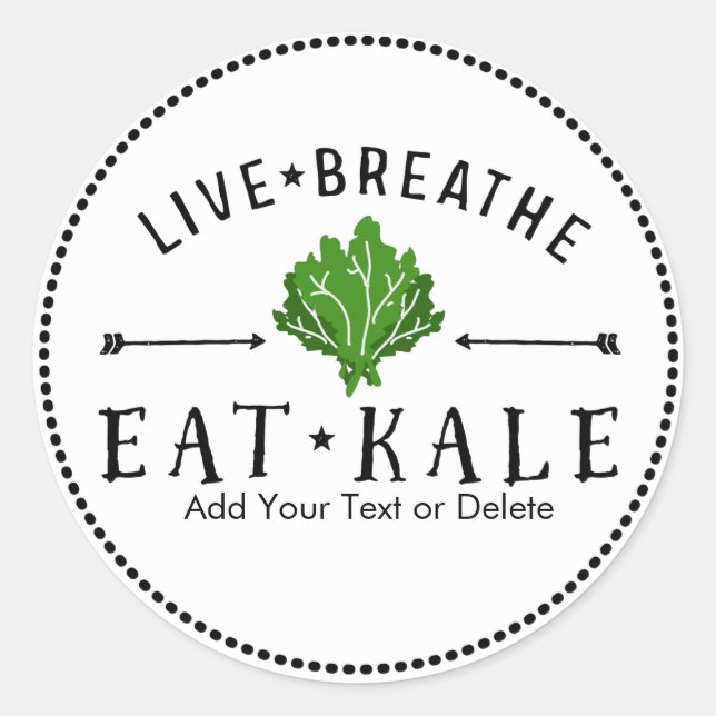 Sticker Rond Kale Love Live Breathe Eat Kale Custom (Devant)