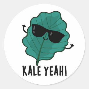 Sticker Rond Kale Ouais Funny Veggie Pun