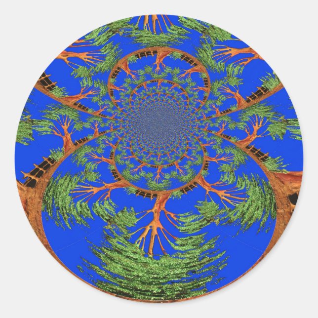 Sticker Rond Kaleidoscope Acacia Arbre Art Imprimer/Graphique (Devant)