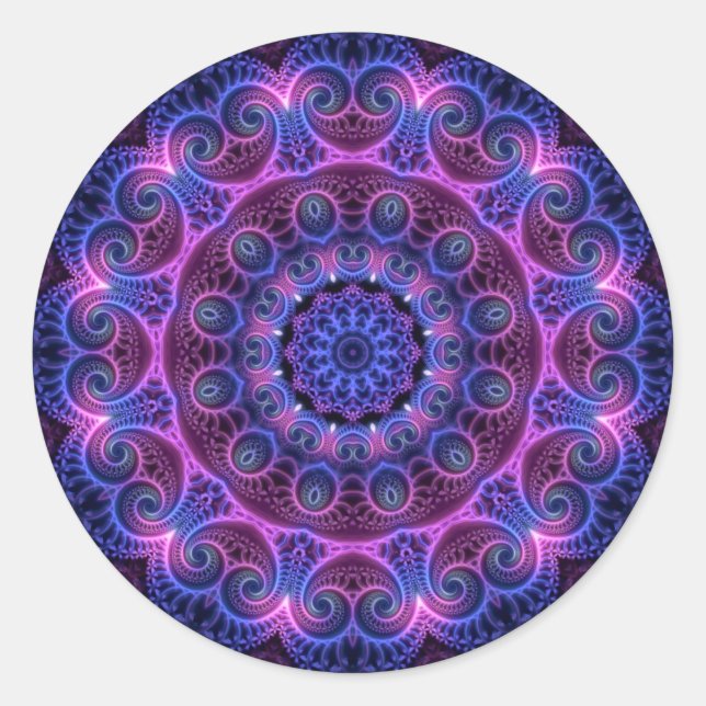 Sticker Rond Kaleidoscope Apophyse Coeurs Mandala (Devant)