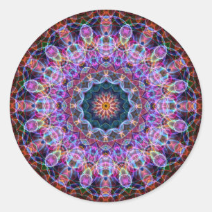Sticker Rond Kaléidoscope de Lotus pourpre