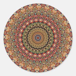 Sticker Rond Kaleidoscope floral coloré
