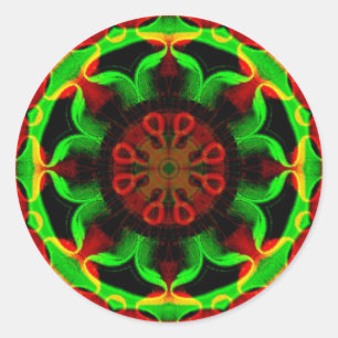 Sticker Rond Kaleidoscope psychédélique Mandala