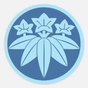 Sticker Rond Kamakura Minamoto Mon clan japonais en bleu