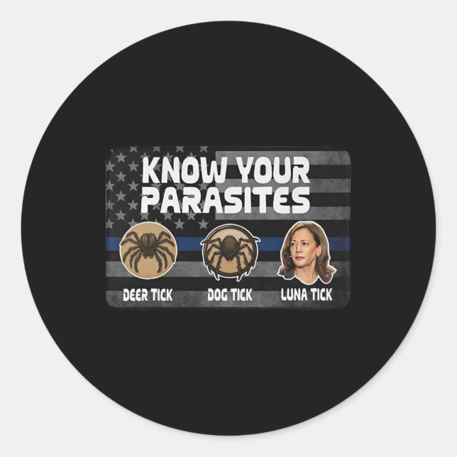 Sticker Rond Kamala Connaissez Vos Parasites Deer Tick Dog Tick (Devant)