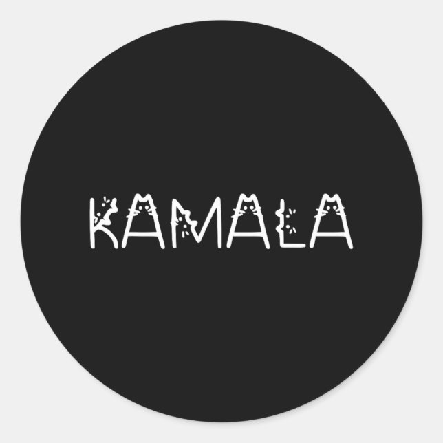 Sticker Rond Kamala En Police De Chat Kamala Harris Wheimer 202 (Devant)