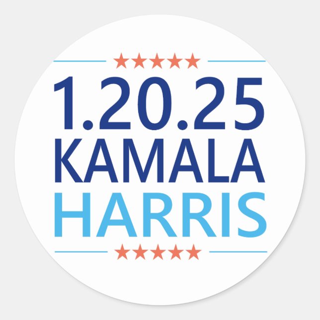 Sticker Rond Kamala Harris 1ère femme présidente 1.20.25 (Devant)