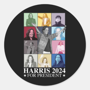 Sticker Rond Kamala Harris 2024 Madame la Présidente Élections