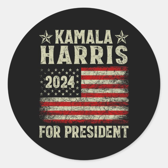 Sticker Rond Kamala Harris 2024 Pour La Campagne Électorale (Devant)