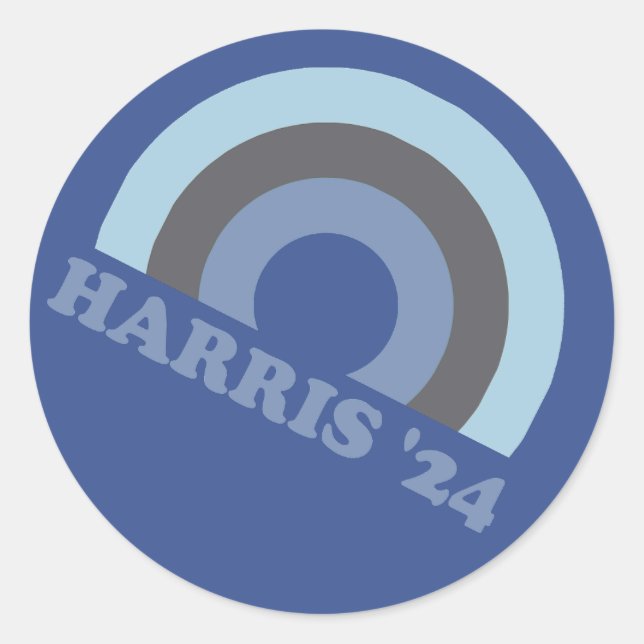 Sticker Rond Kamala Harris 2024 Retro Rainbow (Devant)