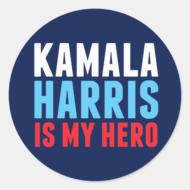 Sticker Rond Kamala Harris est mon héros (Devant)