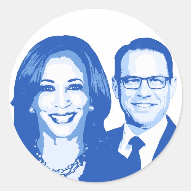 Sticker Rond Kamala Harris et Josh Shapiro (Devant)
