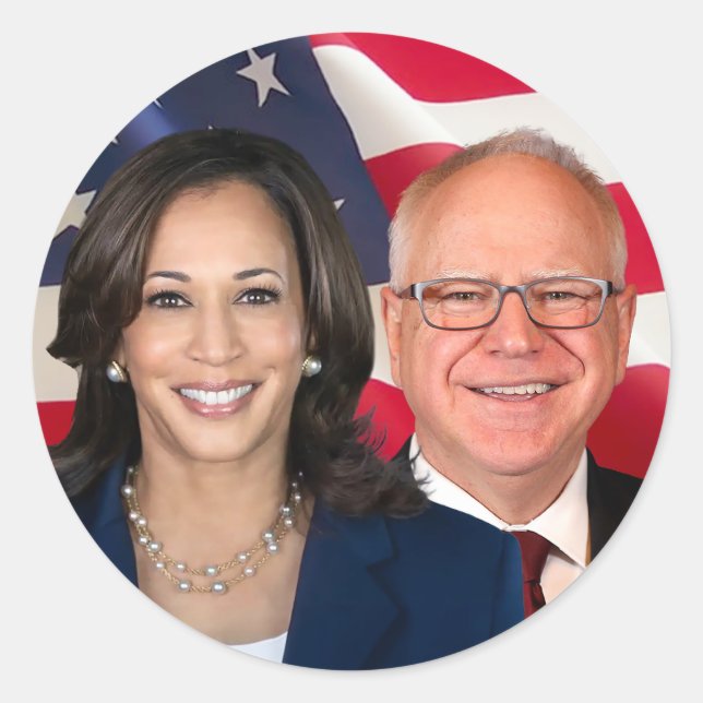 Sticker Rond Kamala Harris et Tim Walz (Devant)