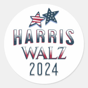 Sticker Rond Kamala Harris et Tim Walz 2024
