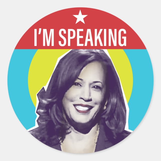 Sticker Rond Kamala Harris / Je parle (Devant)
