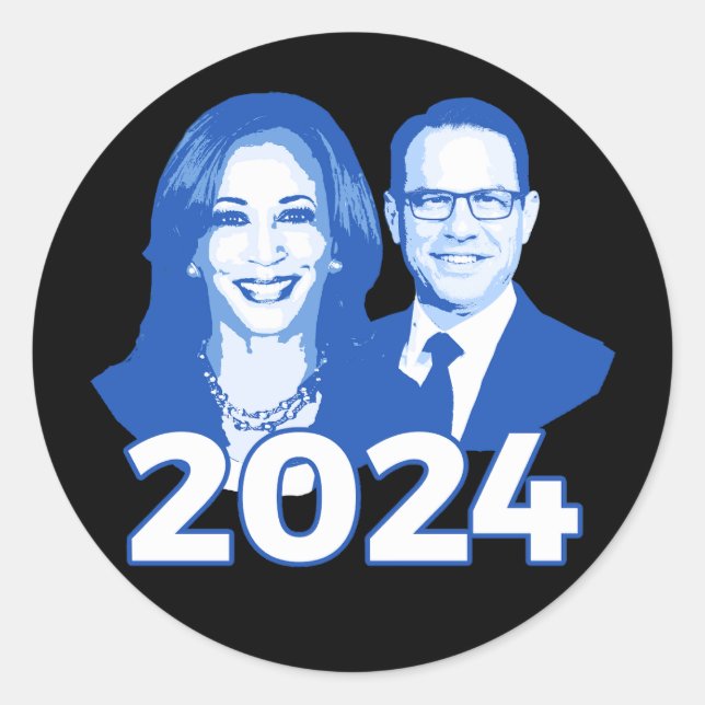 Sticker Rond Kamala Harris Josh Shapiro 2024 (Devant)