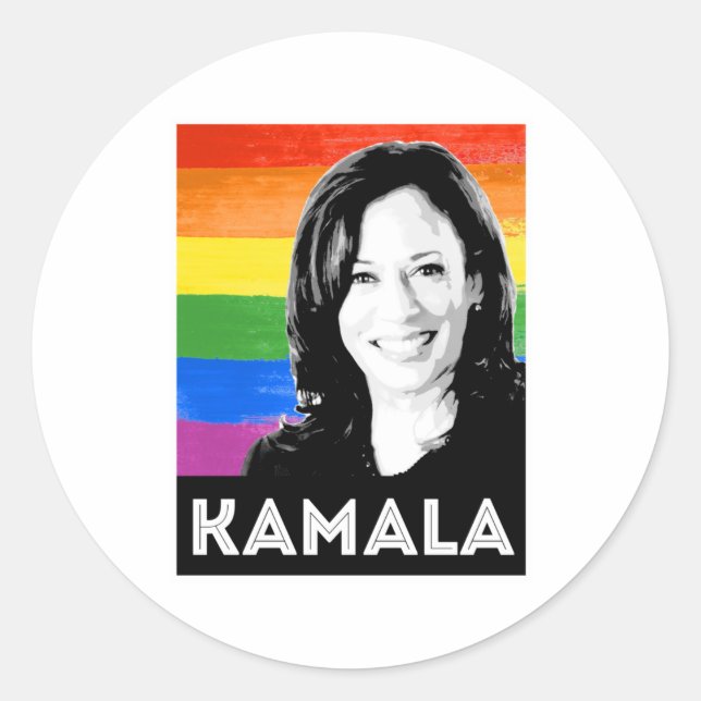 Sticker Rond Kamala Harris LGBT Pride (Devant)