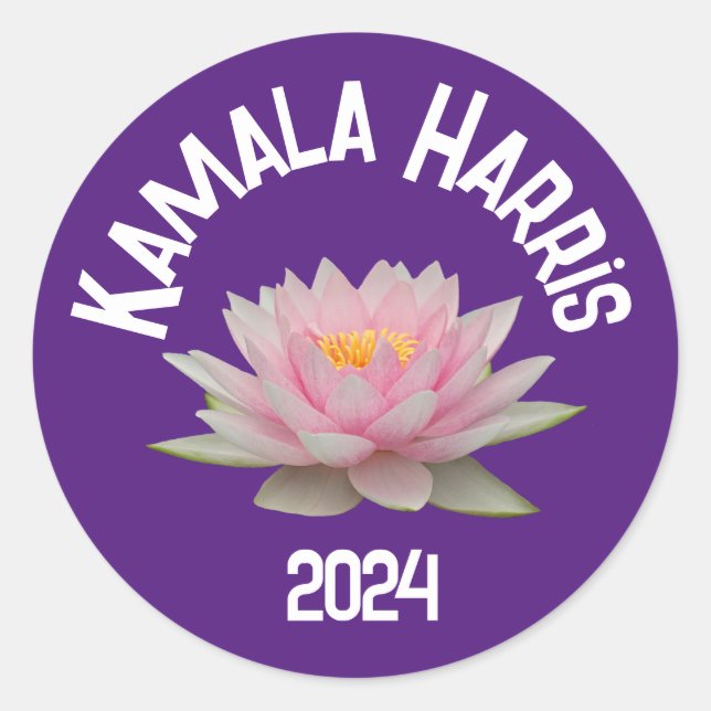 Sticker Rond Kamala Harris Lotus 2024 (Devant)