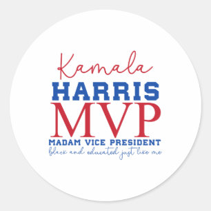 Sticker Rond Kamala Harris Mvp Madame La Vice-Présidente Black