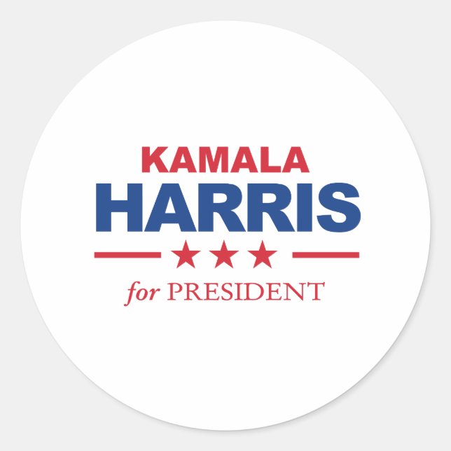 Sticker Rond Kamala Harris pour le président - (Devant)