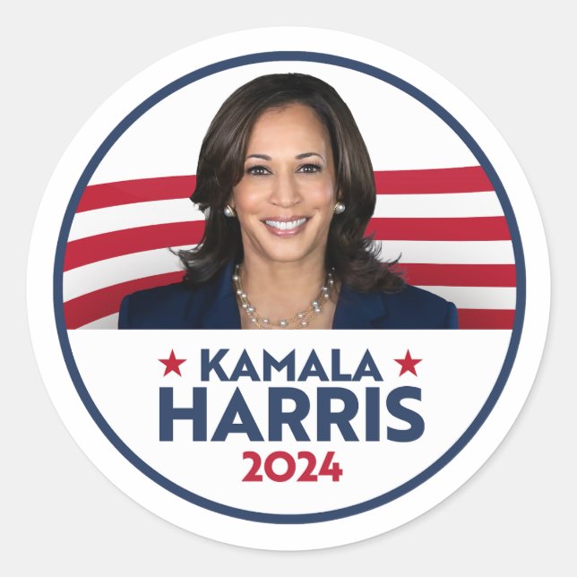 Sticker Rond Kamala Harris pour le président 2024 (Devant)