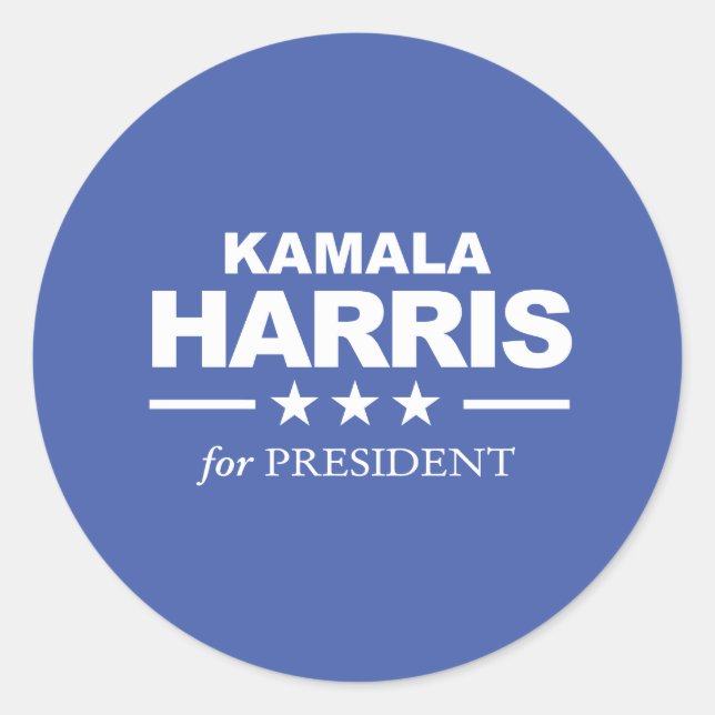 Sticker Rond Kamala Harris pour président - blanc (Devant)