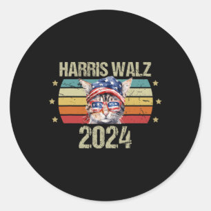 Sticker Rond Kamala Harris Tim Walz Waltz Harris Walz Walz Walz