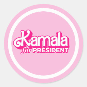 Sticker Rond Kamala pour le Président Pink Style