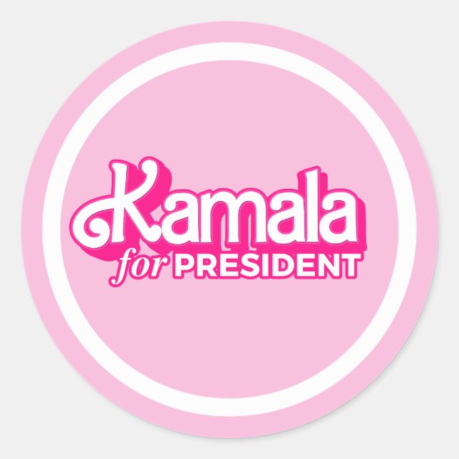 Sticker Rond Kamala pour le Président Pink Style (Devant)