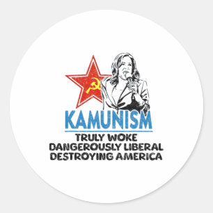 Sticker Rond Kammunism Anti Kamala Vote Trump 2024 Politique dr