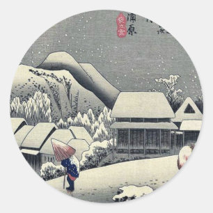 Sticker Rond Kanbara d'Ando, Hiroshige Ukiyoe