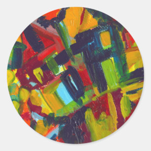 Sticker Rond Kandinsky 304 Oeuvre Abstraite colorée