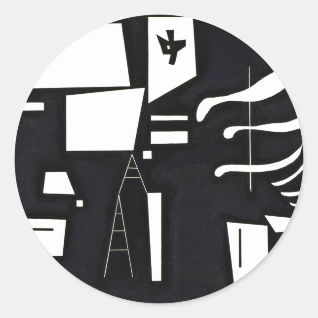 Sticker Rond Kandinsky - Blanc, doux et dur (Devant)