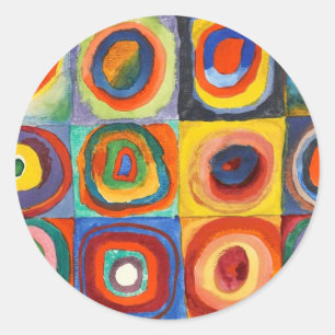 Sticker Rond Kandinsky - Carrés aux cercles concentrés