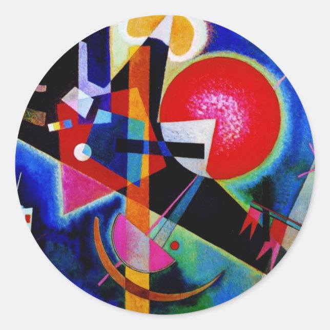 Sticker Rond Kandinsky en peinture Abstraite bleue (Devant)