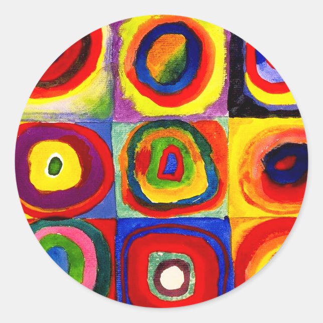 Sticker Rond Kandinsky Farbstudie Cercles Carré Quadrate Art (Devant)