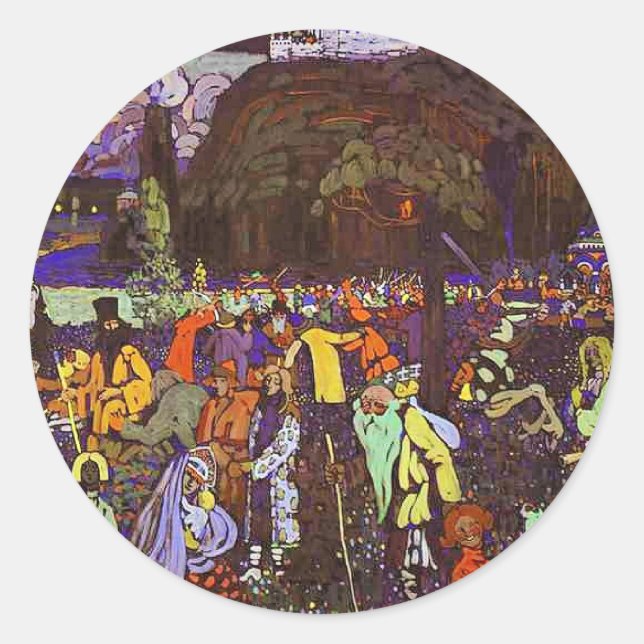 Sticker Rond Kandinsky - Vie Colorée, (Devant)