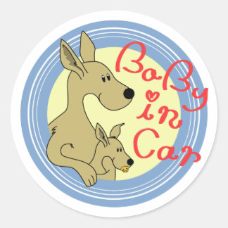 Sticker Rond kangaroo-Baby in Car