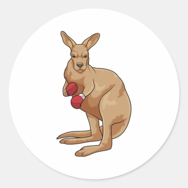 Sticker Rond Kangaroo en boîte avec gants de boxe (Devant)
