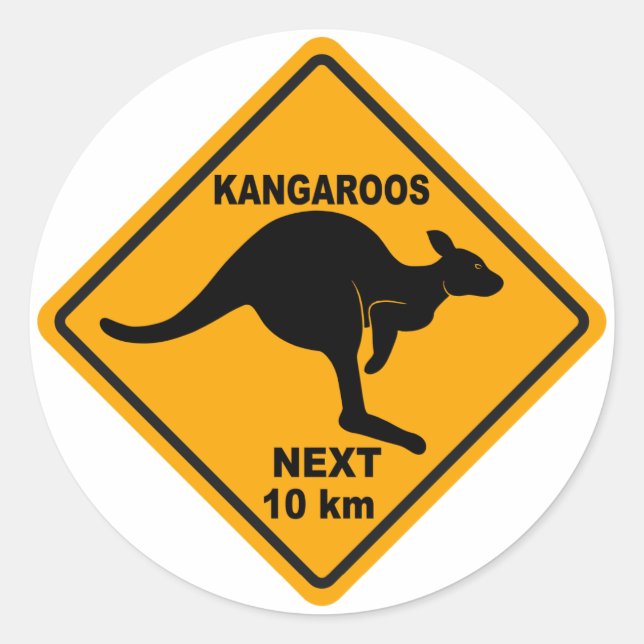 Sticker Rond Kangaroos Prochain 10 km (Devant)