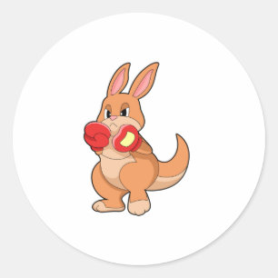 Sticker Rond Kangourou à la boxe avec gants de boxe