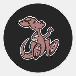 Sticker Rond kangourou à sauter mignon