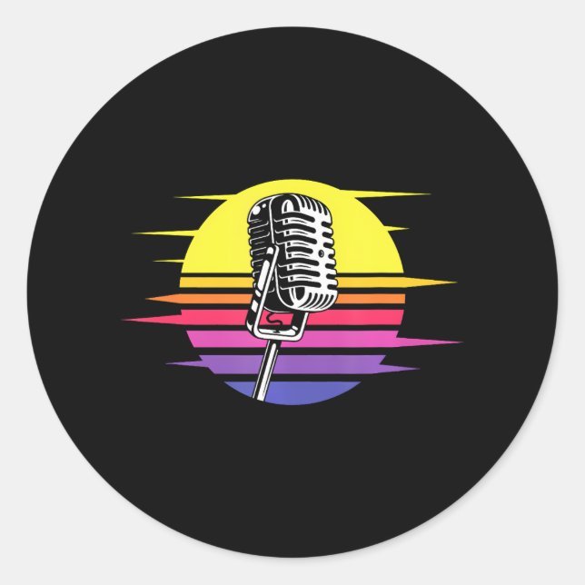 Sticker Rond Karaoke Lover Cool Crazy Karaoke Singer (Devant)
