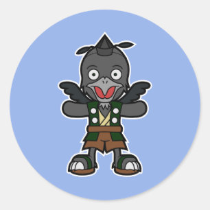 Sticker Rond Karasu-tengu, le guerrier japonais du Corbeau