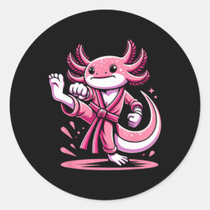 Sticker Rond Karate Axolotl Martial Arts Taekwondo Kickboxe F