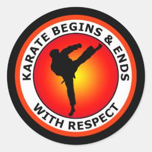 STICKER ROND KARATE COMMENCE ET SE TERMINE DANS LE RESPECT