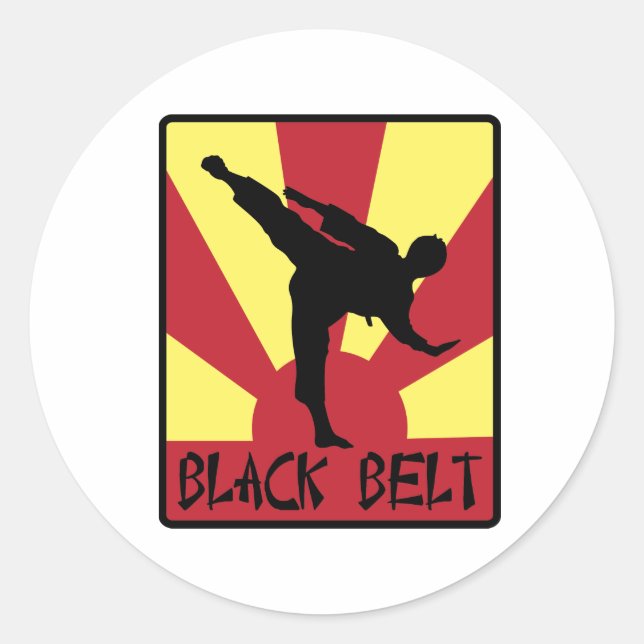 Sticker Rond Karate de ceinture noire (Devant)